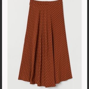 Rust and cream polka dot midi skirt